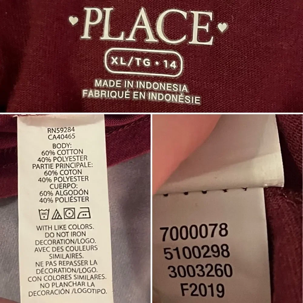 The Childrens Place Uniform Girls Everyday Dress Tshirt Dress Burgundy Red XL 14 - Picture 6 of 7